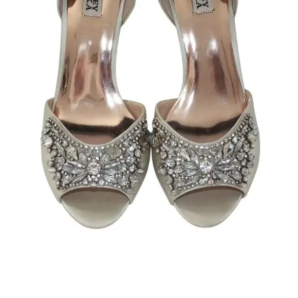 Badgley Mischka Satin and Rhinestone Heels Size 10 - Picture 4 of 11